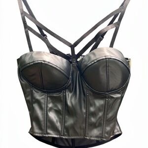 Chic Black Strappy Bustier Top